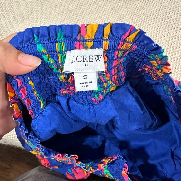 J Crew Factory Smocked Tiered Mini Skirt, Blue and Pink, Size S - Picture 5 of 5